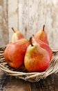 Fresh pears on wicker tray Royalty Free Stock Photo