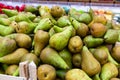 Fresh pears in wooden boxes Royalty Free Stock Photo