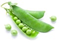 Fresh peas are contained within a pod. Royalty Free Stock Photo