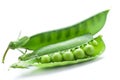Fresh peas are contained within a pod. Royalty Free Stock Photo