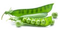 Fresh peas are contained within a pod. Royalty Free Stock Photo