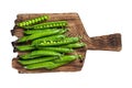 Fresh Peas and green pea pods Isolated on white background, top view. Royalty Free Stock Photo