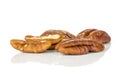 Fresh pecan nut  on white Royalty Free Stock Photo