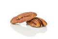 Fresh pecan nut isolated on white Royalty Free Stock Photo