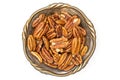 Fresh pecan nut isolated on white Royalty Free Stock Photo