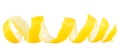 Fresh peel of lemon fruit isolated on white background. Citrus zest