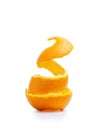 Fresh peel orange fruit isolated on white background. File contains a clipping path.