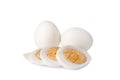Fresh peeled hard boiled eggs on white background Royalty Free Stock Photo