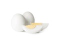 Fresh peeled hard boiled eggs on white background Royalty Free Stock Photo