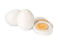 Fresh peeled hard boiled eggs on white background Royalty Free Stock Photo