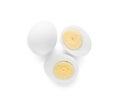 Fresh peeled hard boiled eggs on white background, top view Royalty Free Stock Photo