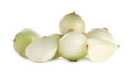 Fresh peeled onion bulbs on white Royalty Free Stock Photo