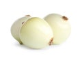 Fresh peeled onion bulbs on white Royalty Free Stock Photo