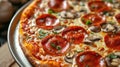 Fresh Pepperoni Mushroom Pizza Close-up Royalty Free Stock Photo