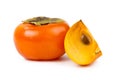 Fresh Persimmon fruit isolated white background