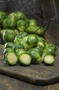 Fresh picked organic Brussels sprouts Royalty Free Stock Photo