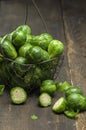 Fresh picked organic Brussels sprouts Royalty Free Stock Photo