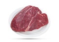 Fresh piece of raw beef isolated on white background.