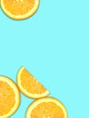 Fresh Pieces of Orange on Blue Background Royalty Free Stock Photo