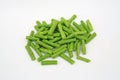 Fresh pile of chopped long beans on white background, ready for cooking Royalty Free Stock Photo