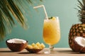 Fresh pinacolada on green background Royalty Free Stock Photo