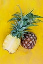 Fresh pineapple cut in half Royalty Free Stock Photo