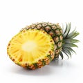 A fresh pineapple cut in half showcasing its juicy interior Royalty Free Stock Photo