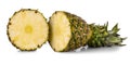 The fresh pineapple cut in half on white background Royalty Free Stock Photo