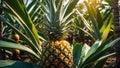 Fresh pineapple growing natural the garden botanical botanical agriculture summer outdoor Royalty Free Stock Photo