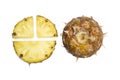 fresh pineapple isolated on yellow background, Fruits rich in vitamin C