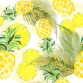 Pineapple Watercolor Fresh Vector Seamless Pattern Textile Design Royalty Free Stock Photo