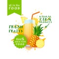 Fresh Pineapple Juice Logo Natural Food Farm Products Label Over Paint Splash Background Royalty Free Stock Photo