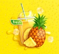 Fresh pineapple juice to go splash banner.