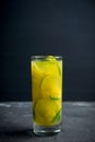 Fresh pineapple mojito on rustic background