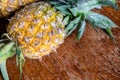 fresh pineapple on the rustic wood table