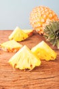Fresh pineapple slice on wooden table Royalty Free Stock Photo