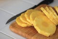 A Fresh Pineapple sliced into rounds Royalty Free Stock Photo