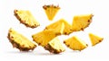 Fresh pineapple slices isolated on white background, studio shot. Royalty Free Stock Photo