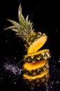 Fresh pineapple in splash water Royalty Free Stock Photo