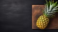 Fresh Pineapple On Wooden Board: Dark Palette, Organic Abstracts