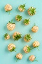 Fresh pineberries on turquoise Royalty Free Stock Photo