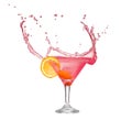 Fresh pink cocktail, lemon isolated Royalty Free Stock Photo