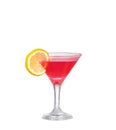pink cocktail, lemon on white background splash