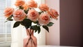 Fresh pink flowers bring elegance and romance to indoor decor generated by AI Royalty Free Stock Photo