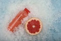 Fresh pink grapefruit juice on crushed ice Royalty Free Stock Photo