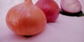 Fresh pink onion isolated with grouping on white background