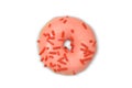 Fresh pink and red donut on white background with clipping path - doughnut isolated Royalty Free Stock Photo