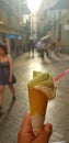 Fresh ice cream gelatto in spain malaga Royalty Free Stock Photo