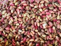 Fresh pistachios on the counter in the market
