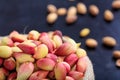 Fresh pistachios in a sack Royalty Free Stock Photo